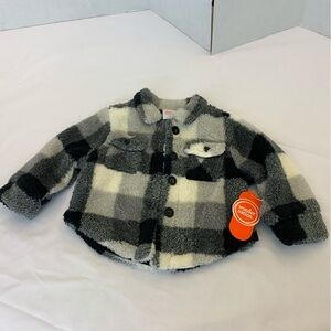 Wonder nation boys 12m Sherpa Black, white grey checker plaid Jacket